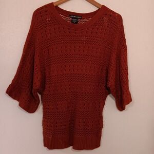 United States Sweater Rust Open Knit Dolman Sleeve Pullover Sweater - Size M